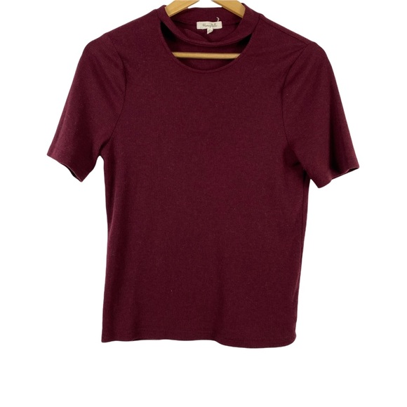 Honey Belle Tops - Honey Belle Top Crew Neck Choker Neck Cut Out Neck Relax Fit Junior ShortS  L